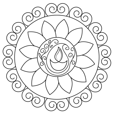 Diwali Rangoli Coloring Page